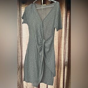 Ribbed Knit Wrap Dress